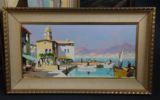 Cecil Rochfort DOyly John (1906-1993) St Tropez, French Riviera, part of the Old Port 13 x 27in.